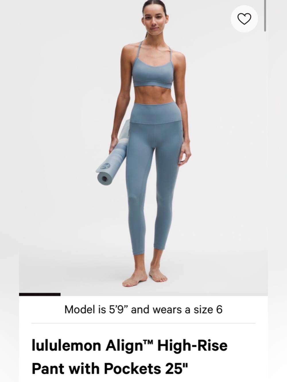 lululemon Align High-Rise Pant with Pockets 25"
Steel Blue Size 0